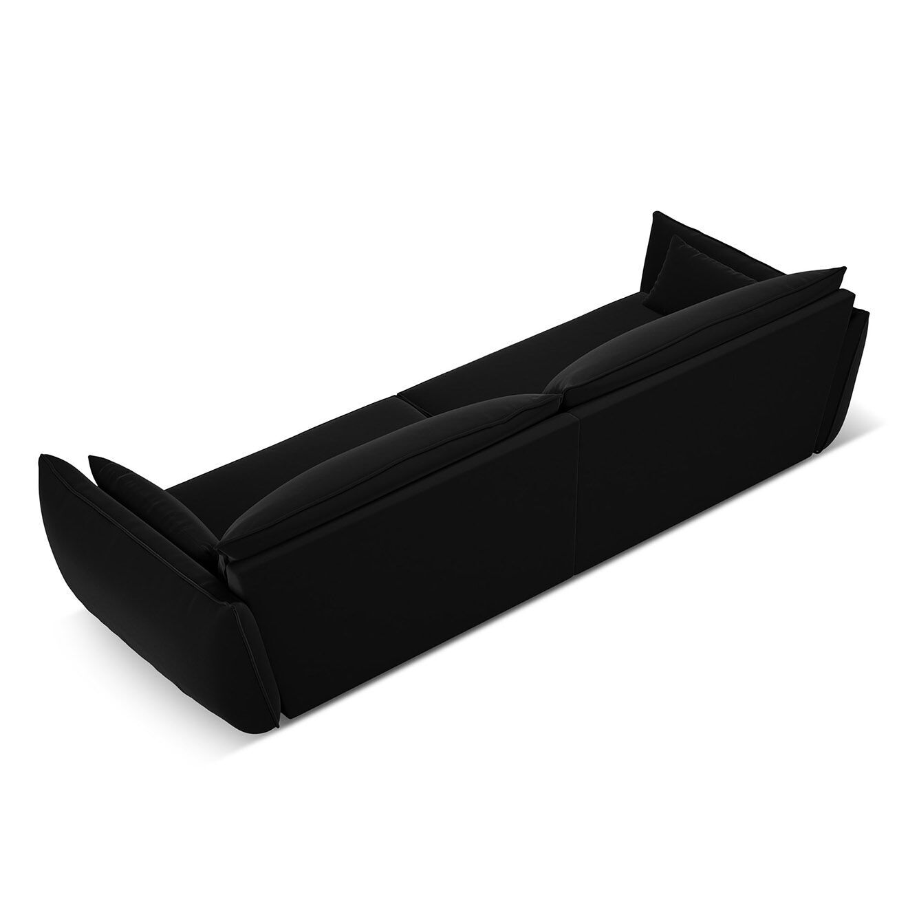 Mazzini Sofas Canapé Velours Vanda 4 Places noir - 248x100x85 cm