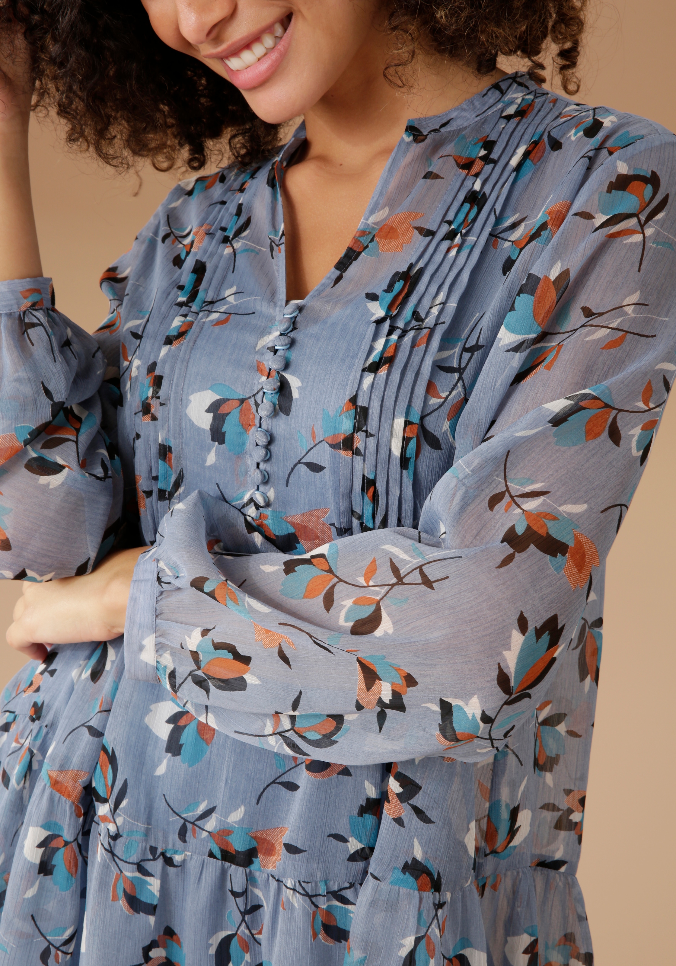 Aniston SELECTED Longbluse , mit dekorativer Biesenverzierung