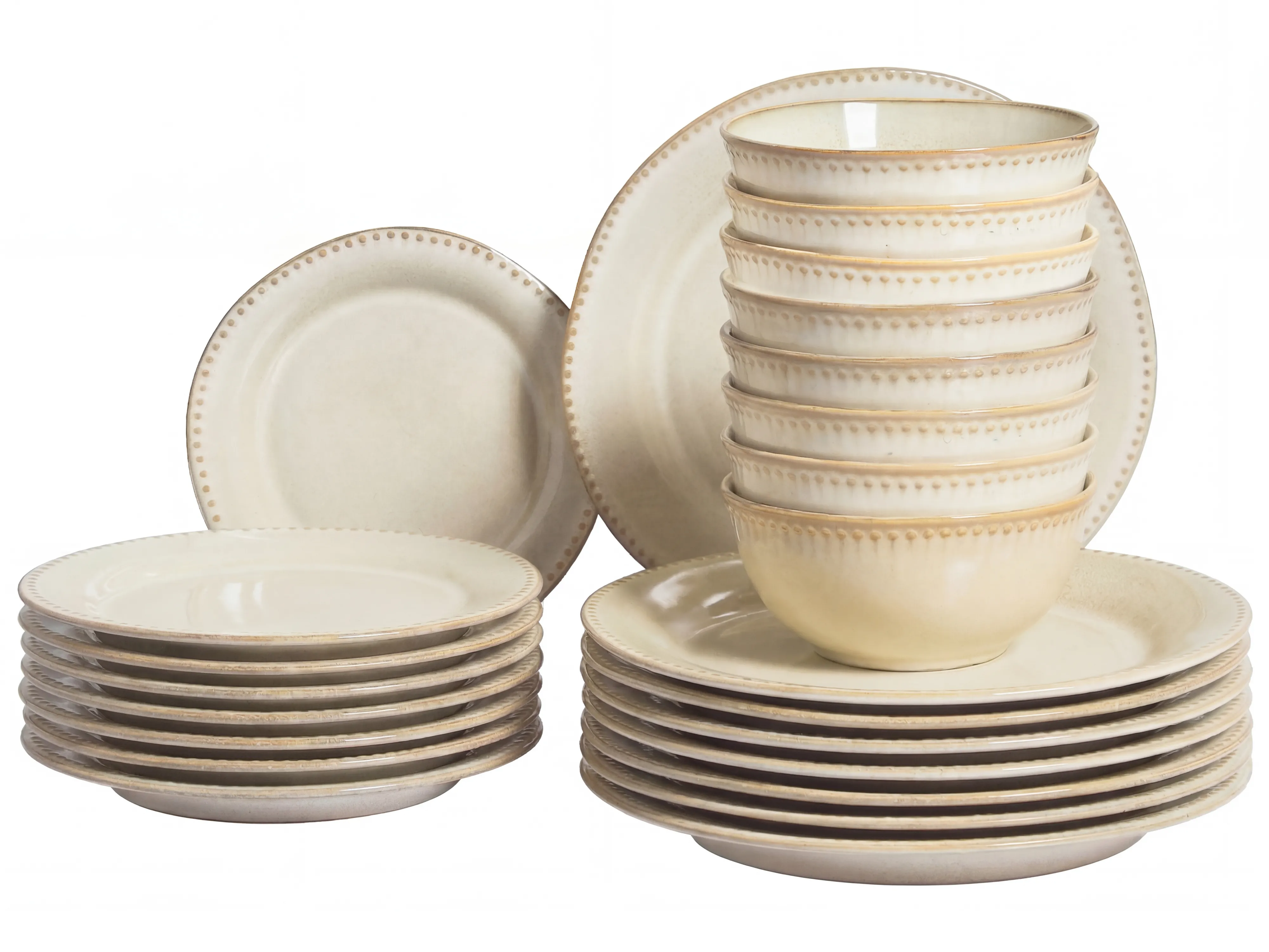 24-delige serviesset CHERVIL Steengoed Lichtbeige