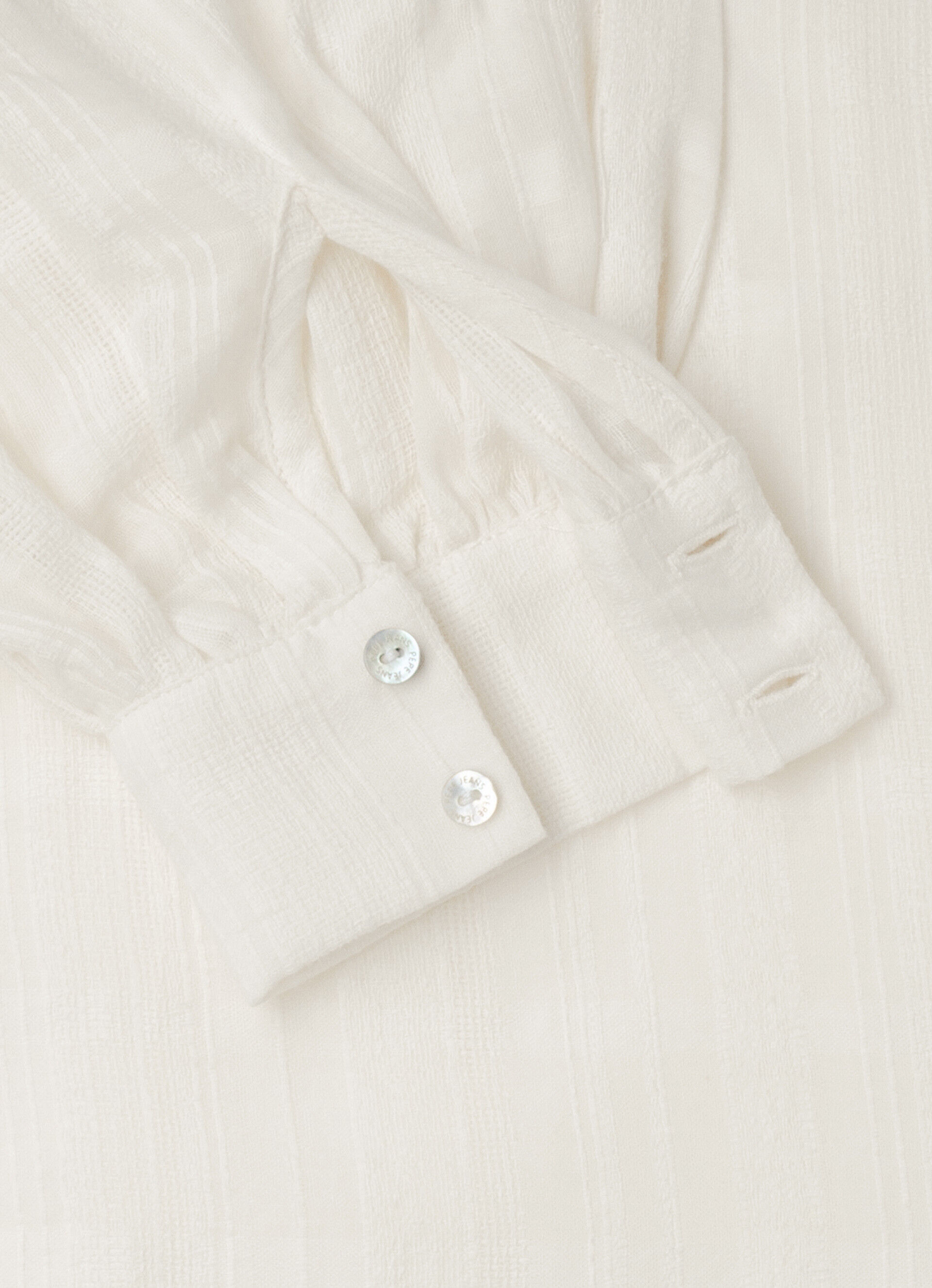 Blusa de algodão dobby com gola mao - branco mousse