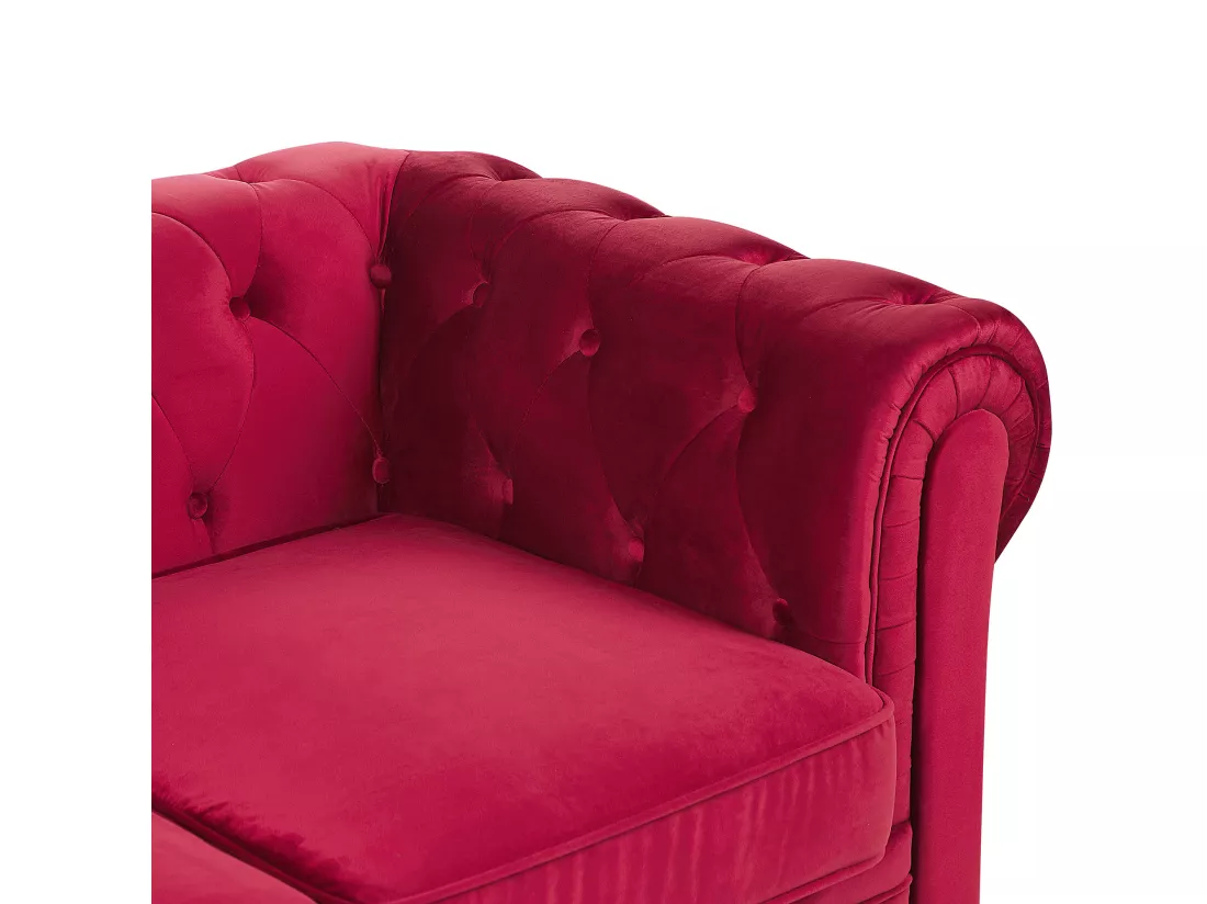 Canapé 3 places en velours rouge foncé CHESTERFIELD