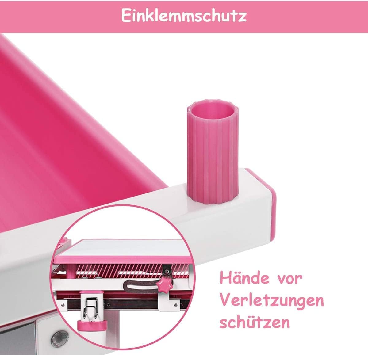 COSTWAY Kinderschreibtisch höhenverstellbar, Schülerschreibtisch mit Lampe, Kindermöbel neigungsverstellbar, Kindertisch mit Stuhl, Schreibtisch mit Schublade, Farbewahl (Hellrosa)