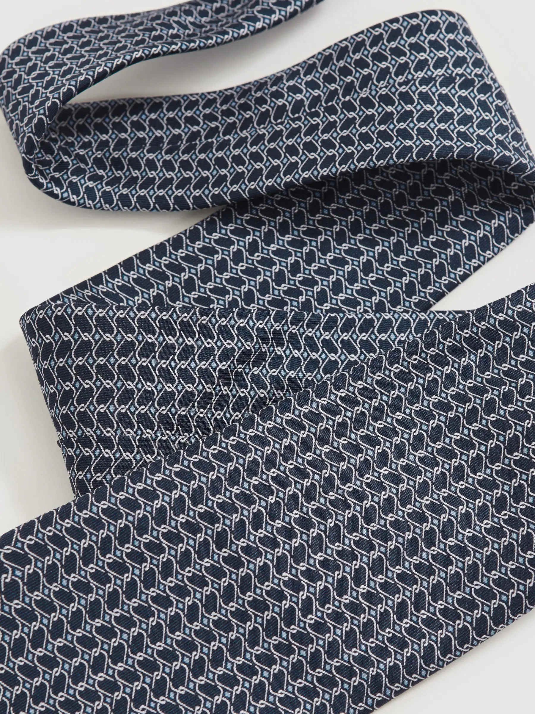 Marineblauw - Reiss Bernardo Silk Geometric-Chain Print Tie