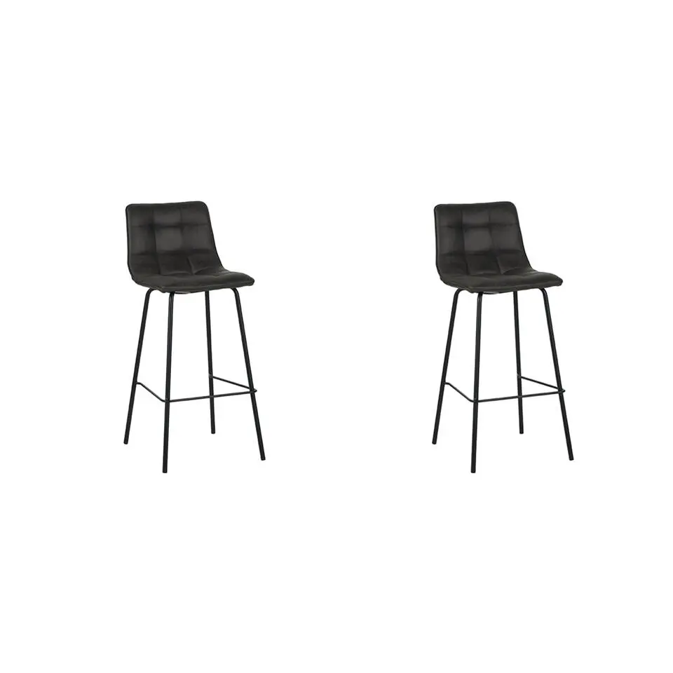 LABEL51 Barkruk Bistro - Antraciet - Micro Suede - set van 2