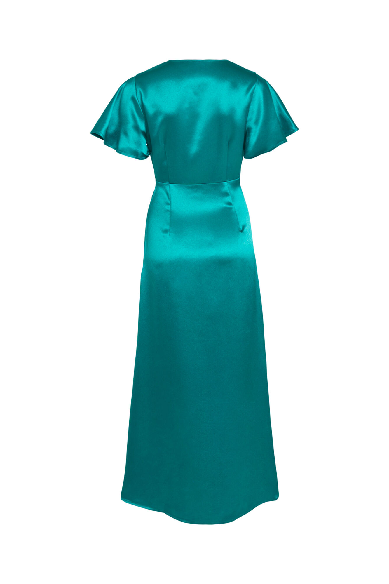 Vestido de cetim com mangas curtas - Verde