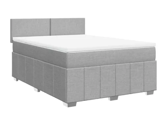 Sommier à lattes de lit avec matelas Gris clair 140x190cm Tissu