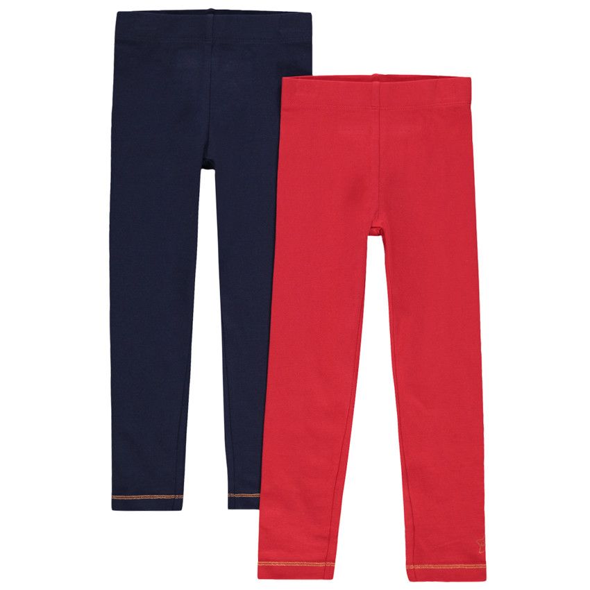 Lot de 2 leggings en jersey avec print fantaisie - Rouge