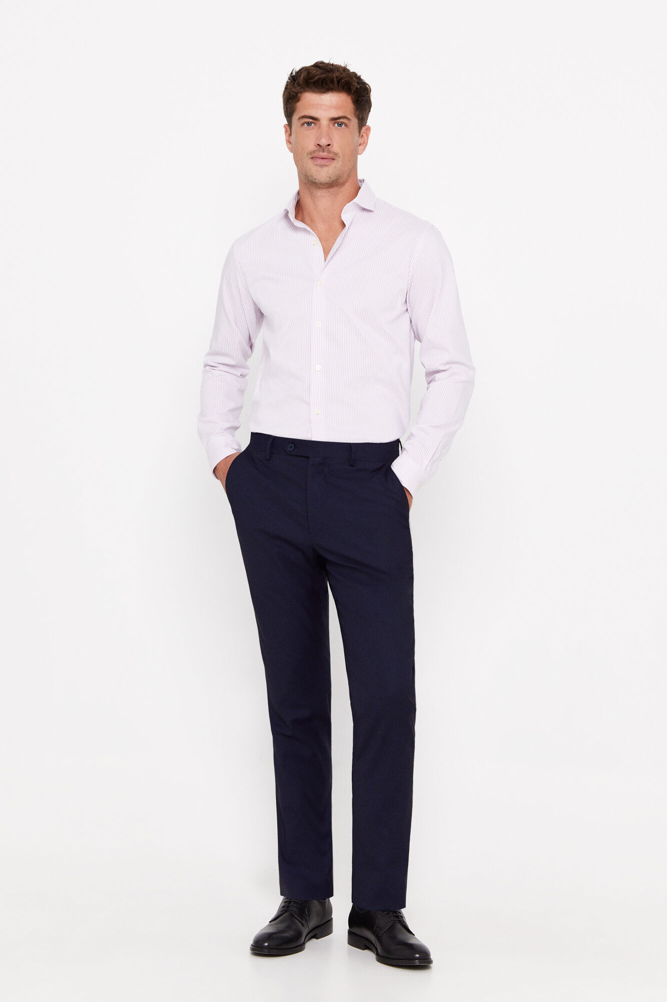 Camisa listrada Coolmax™ de corte justo