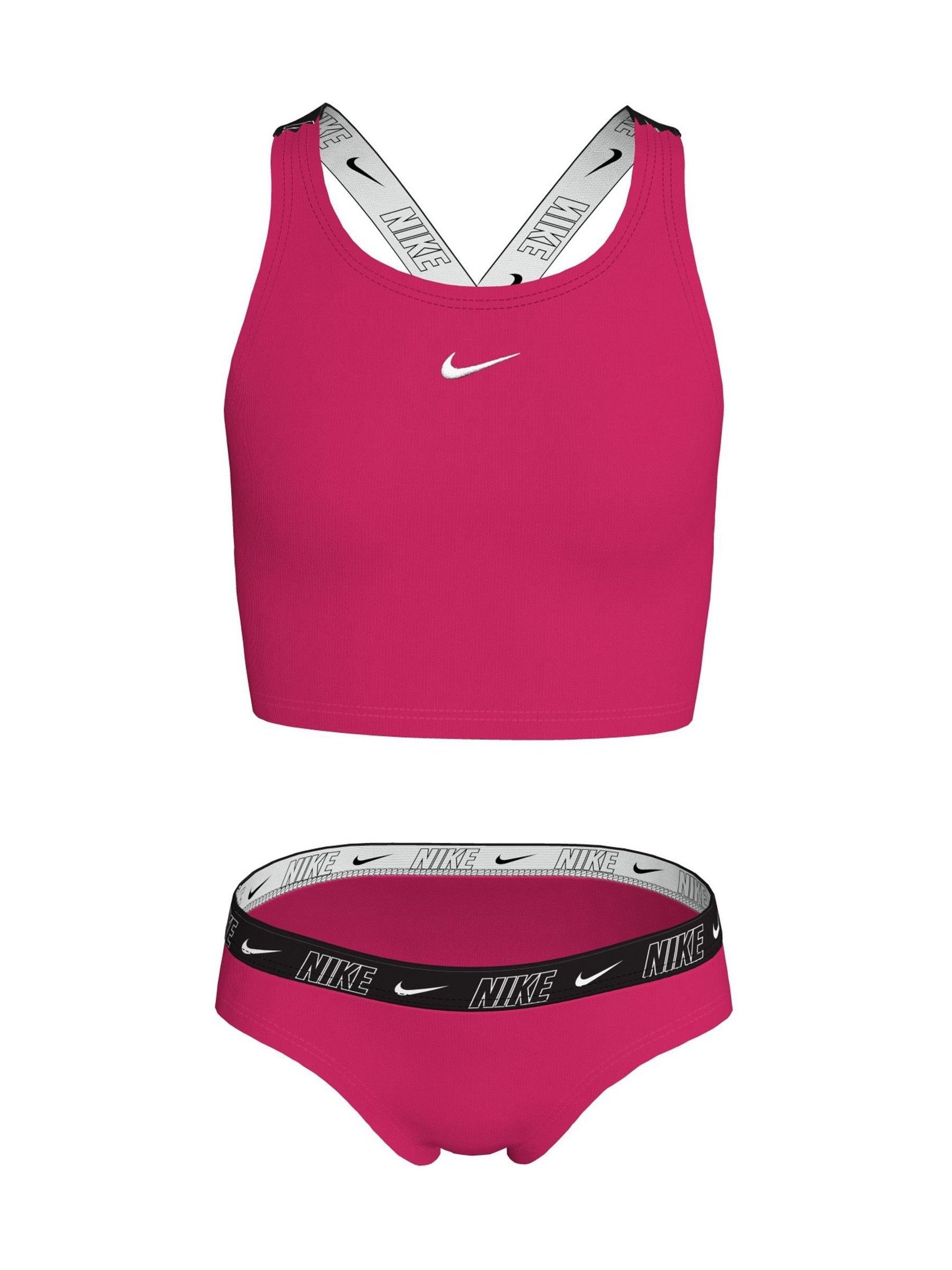 Lichtroze - Nike bikiniset met gekruiste bandjes en logobies