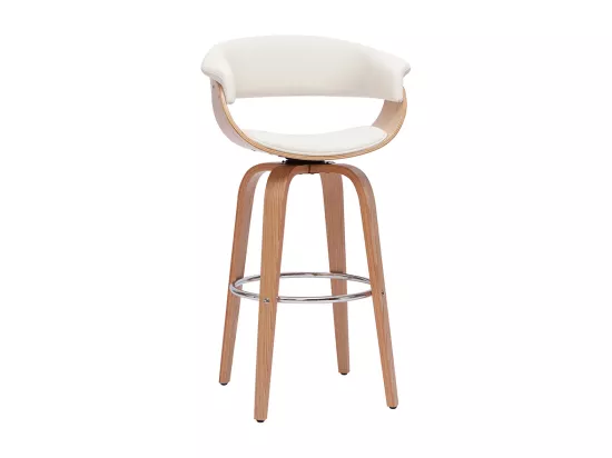 Tabouret de bar design pivotant blanc et bois clair H67 cm OKTAV