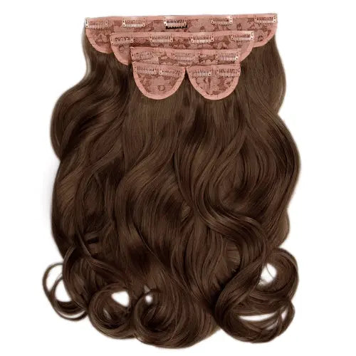 Super Thick 22 Inch 5 Piece Blow Dry Wavy Clip In Hair Extensions Chestnut