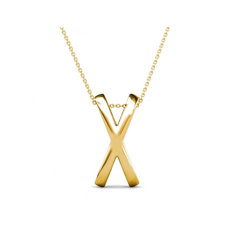 Pendentif X Duo - Doré et Cristal