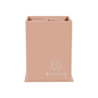 Exacompta Aquarel - Pot à crayons en carton - 4 compartiments - corail