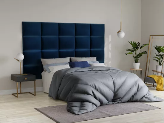 Panneaux muraux tête de lit - 200 cm - Velours - Bleu - BARTEL de Pascal Morabito
