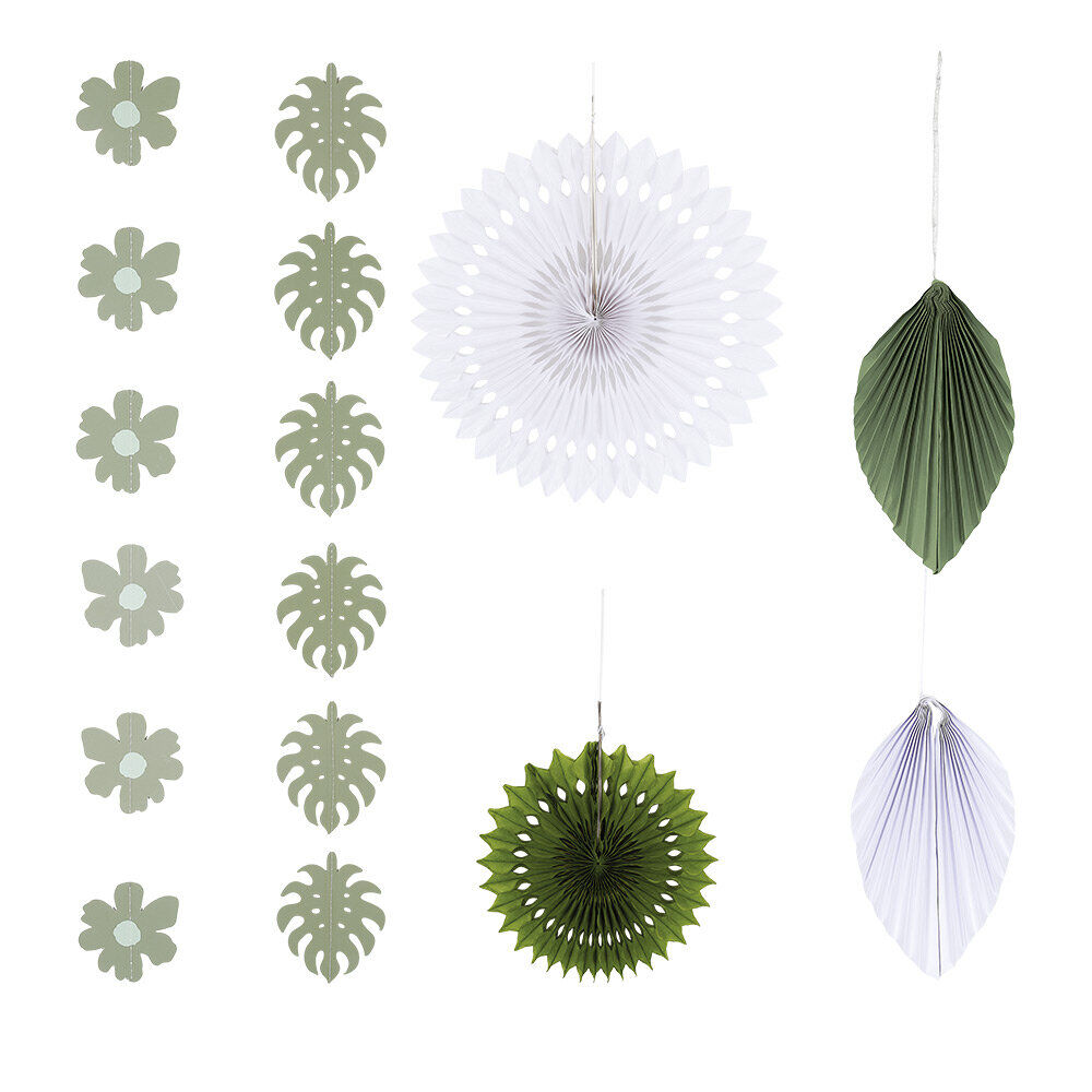 Kit décoration thème nature vert et blanc 6 pièces