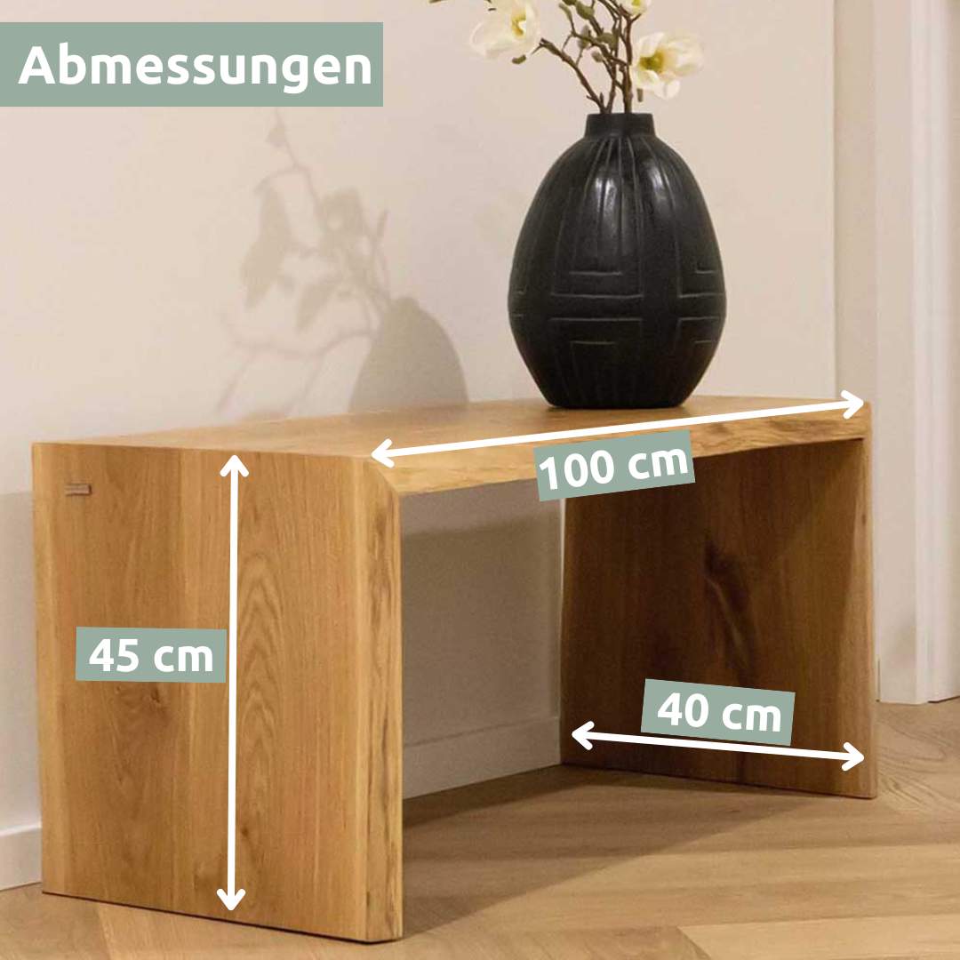 holz4home® Massivholz Hocker I Bank aus Eiche mit Baumkante | L