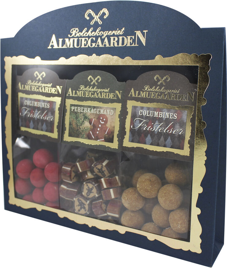 Almuegaarden Gaveæske med Peberkagemand-bolcher & Chokolade-lakridser