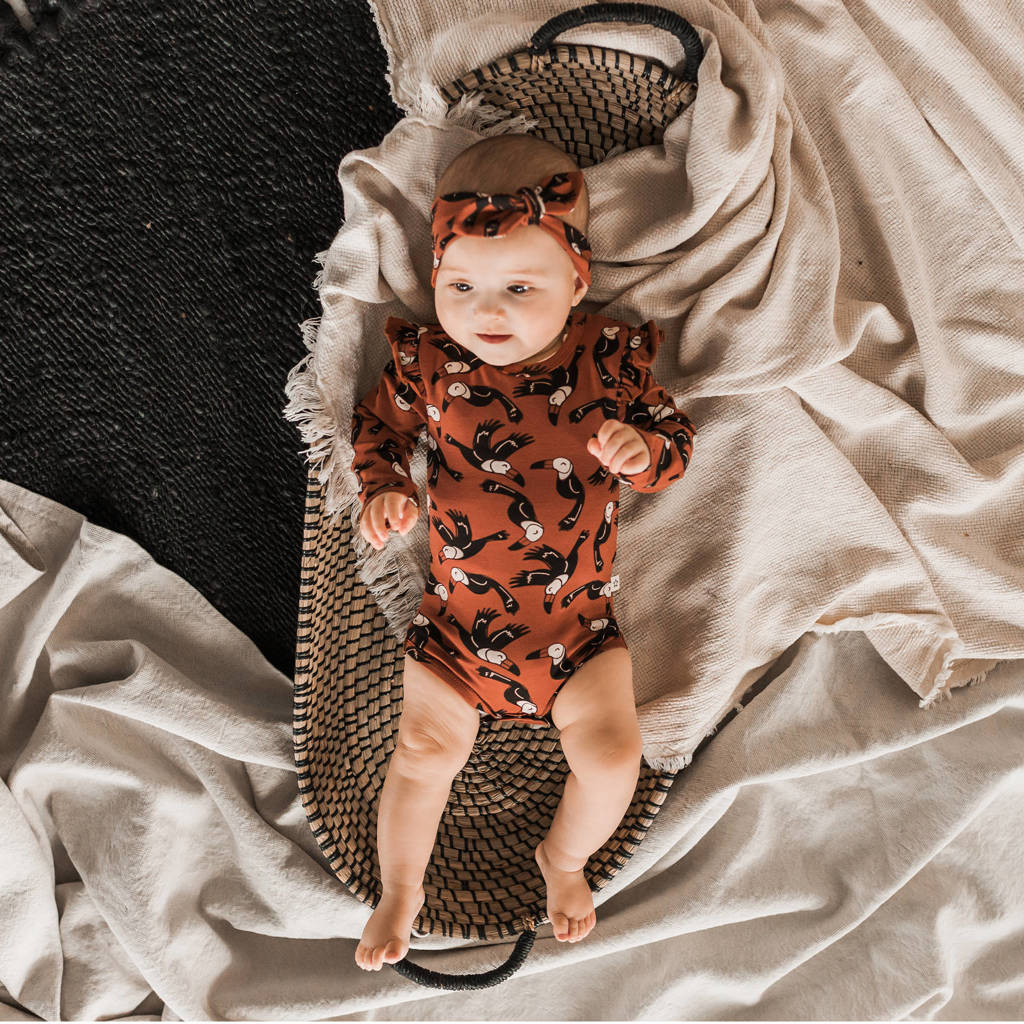 Your Wishes baby romper dierenprint bruin/zwart