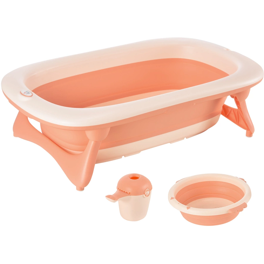 HOMCOM Faltbare Babywanne mit Waschbecken und Shampoobecher rosa