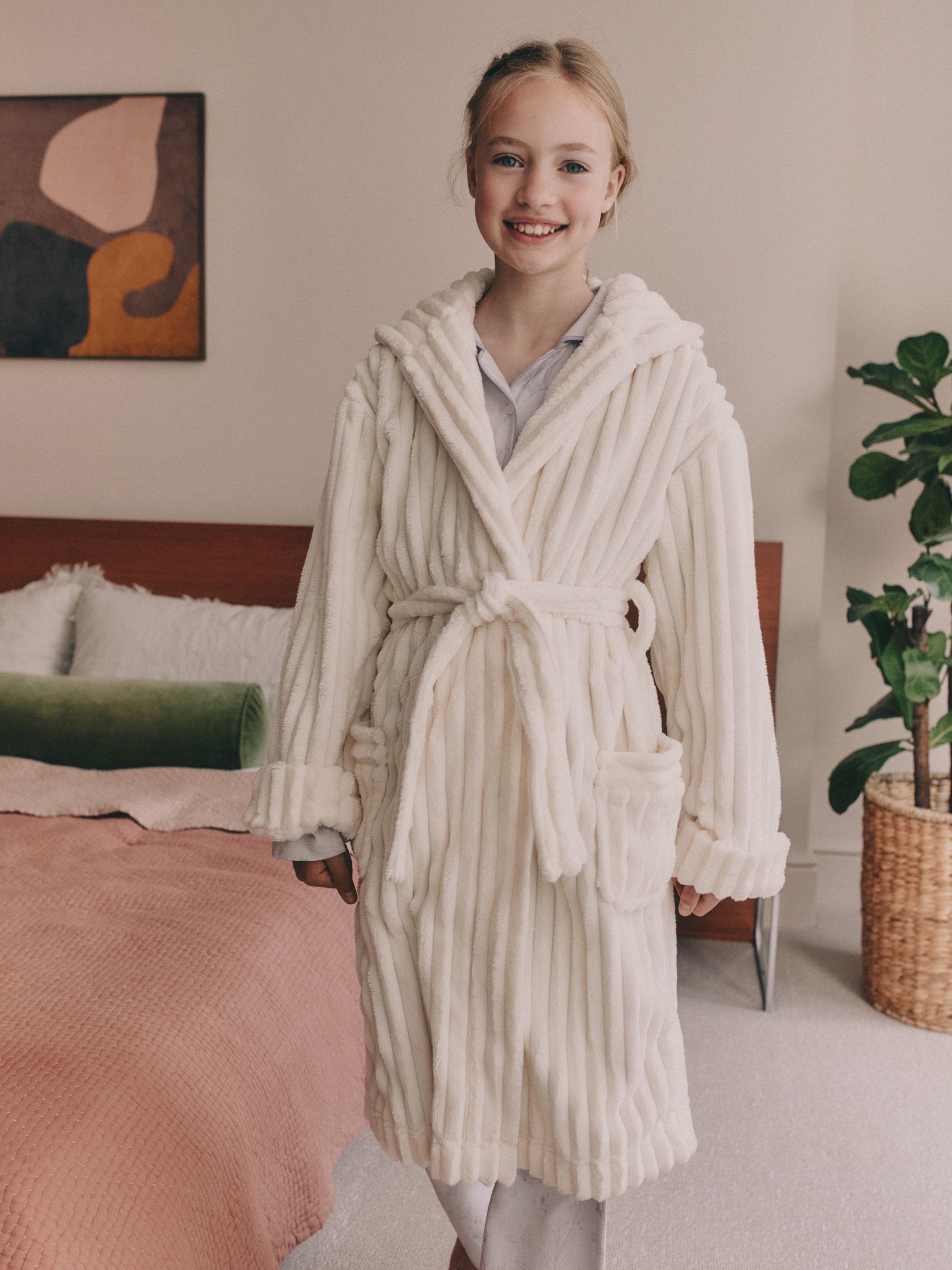 Crème - Fleece Cord Dressing Gown (5-16yrs)