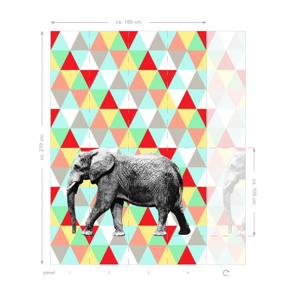 Estahome Olifant Behang Multicolour