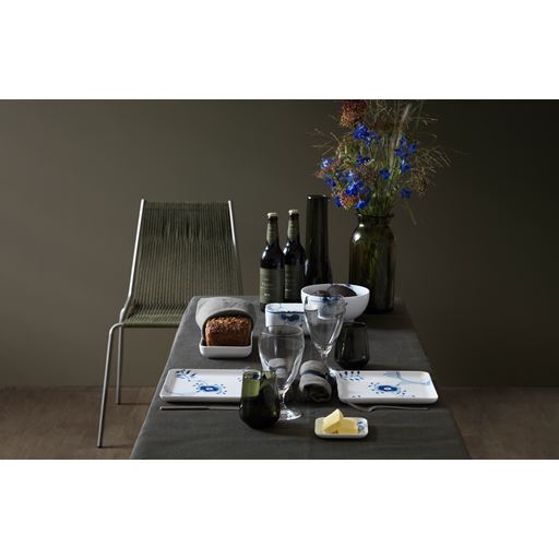 Royal Copenhagen Blå Mega Riflet Firkantet Serveringsfad, Blå, 20x20 cm
