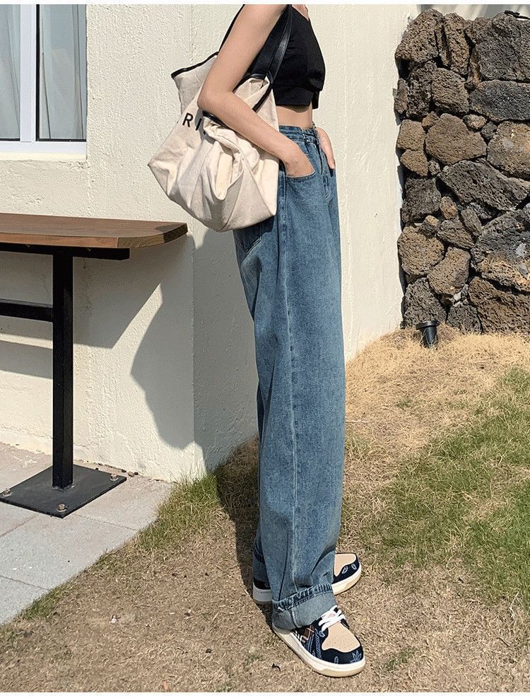 Sancus - Baggy jeans met hoge taille