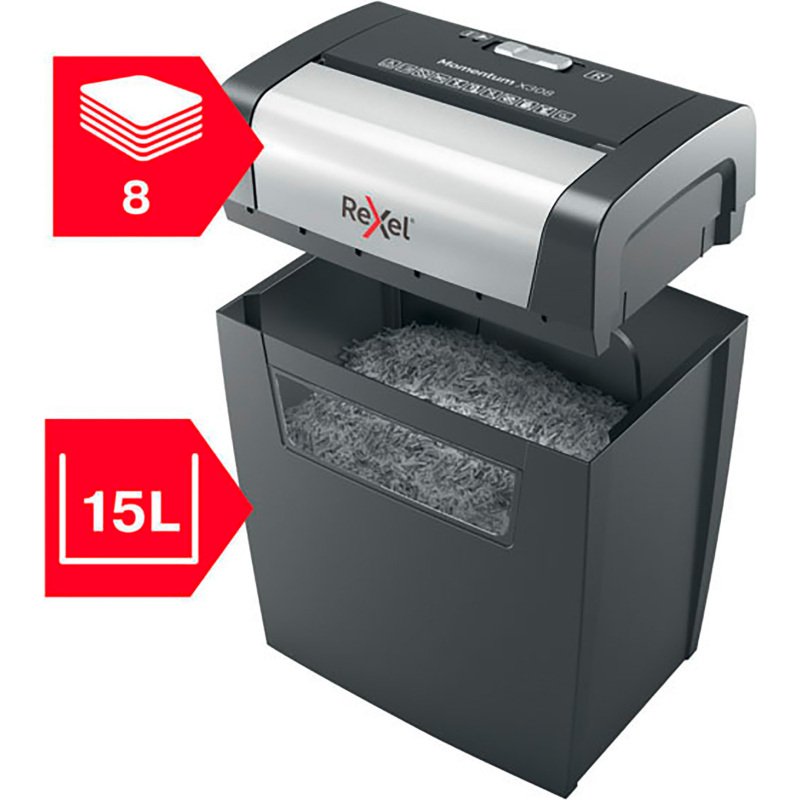 Destructeur Rexel Momentum X308 - coupe croisée