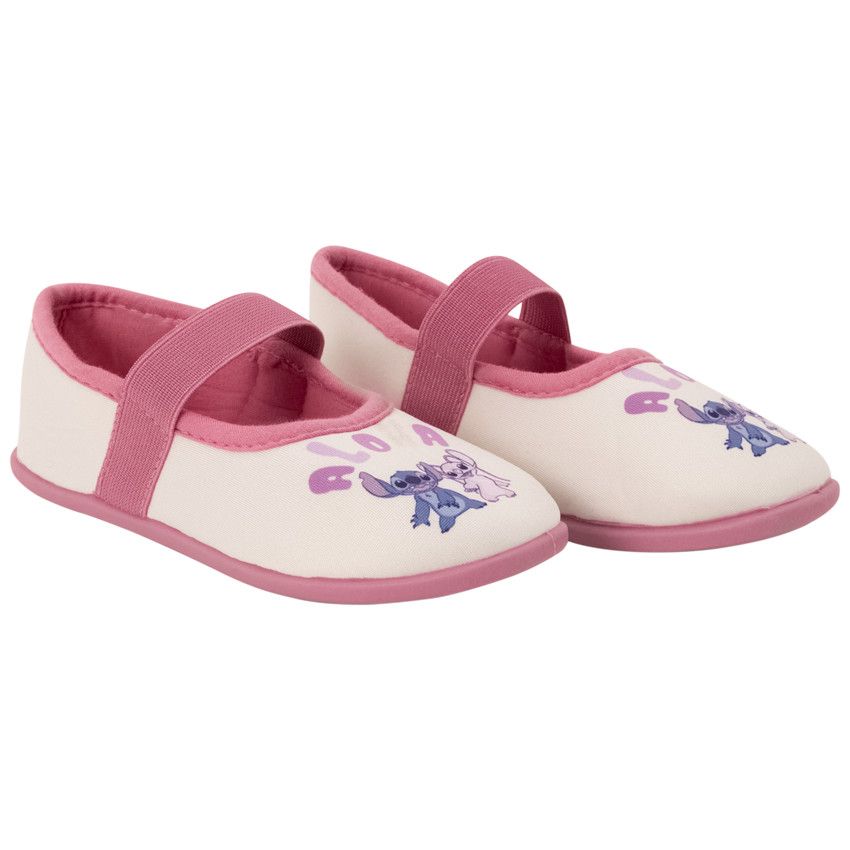 Chaussons babies print Stitch & Angel Disney pour fille - Ecru