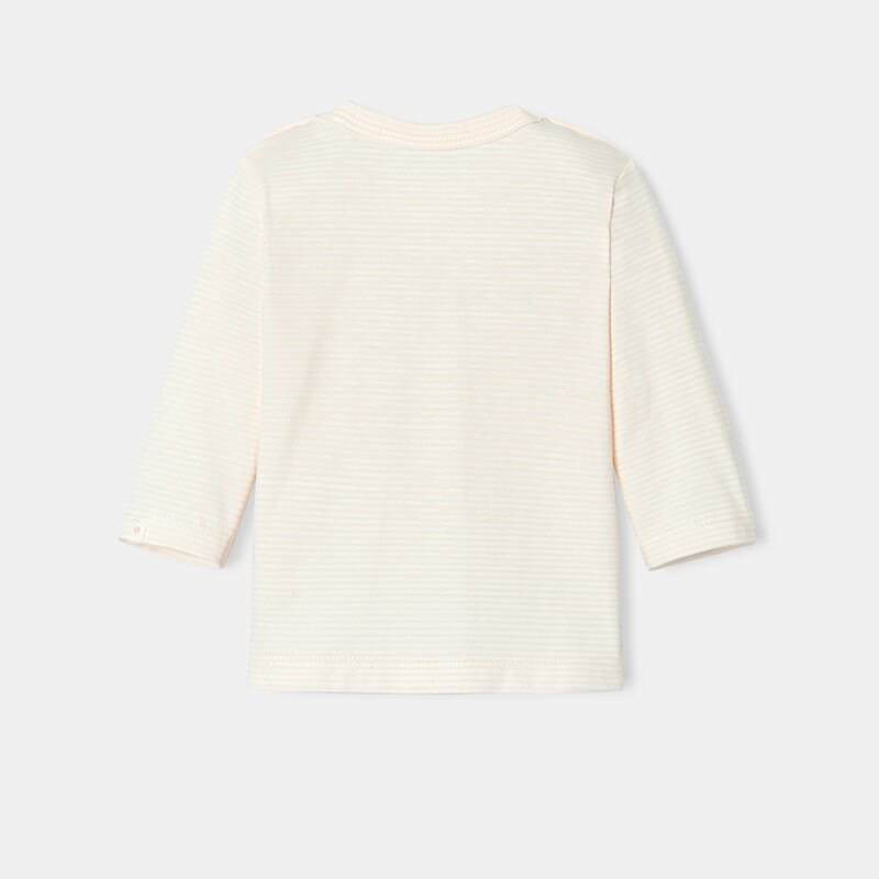 T-shirt à manches longues rayé en coton bio rose naissance Absorba Rose