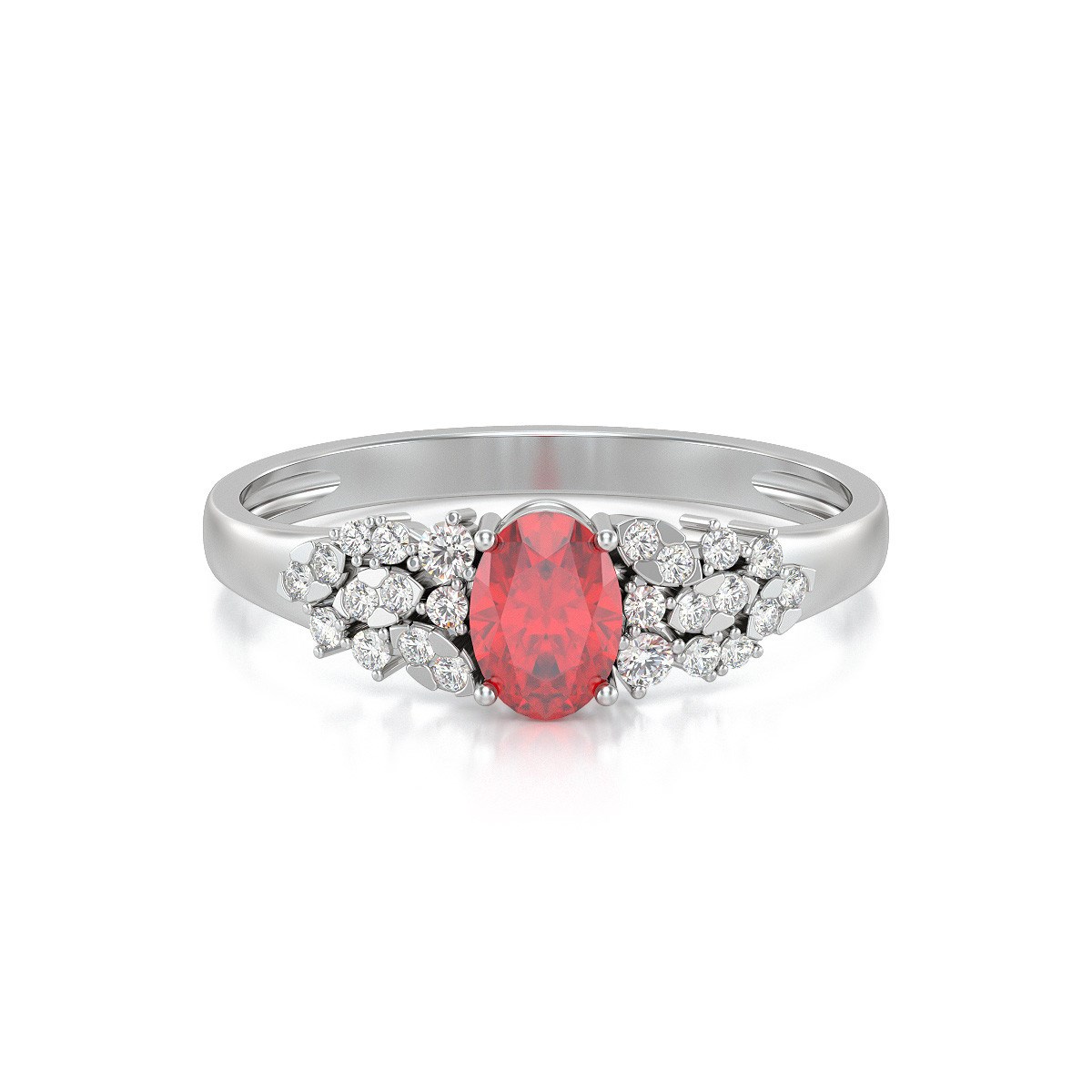Bague ADEN Or 585 Blanc Rubis et diamants 2.934grs