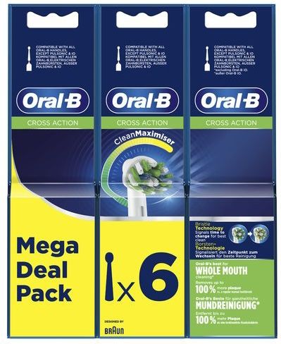 Oral-B - CrossAction - Opzetborstels - Vervangbaar - CleanMaximiser Technologie