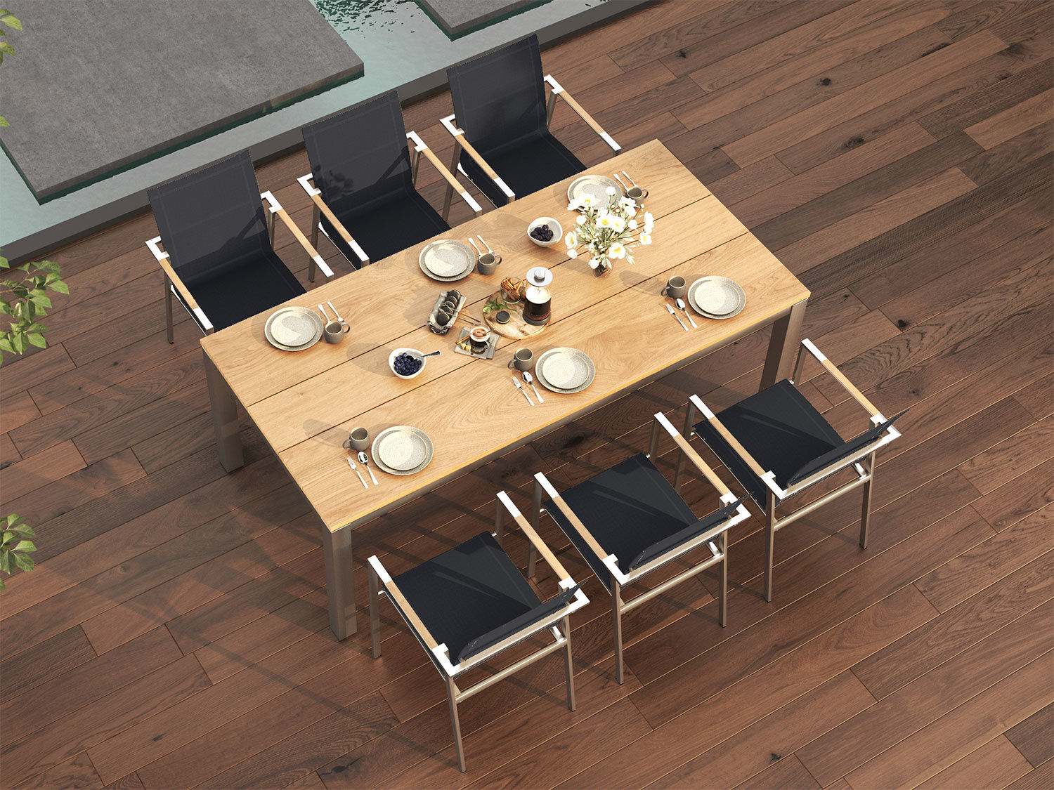 Gartentisch Edelstahl Teak Premium