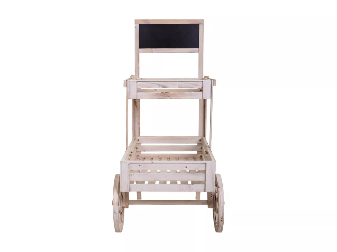 Chariot exposant en bois blanc 100x52x120h