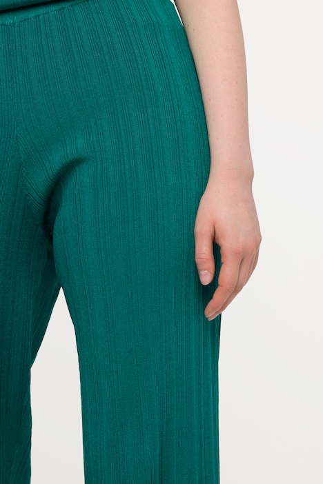 Strickhose, Feinripp, weites, gerades Bein, Elastikbund
