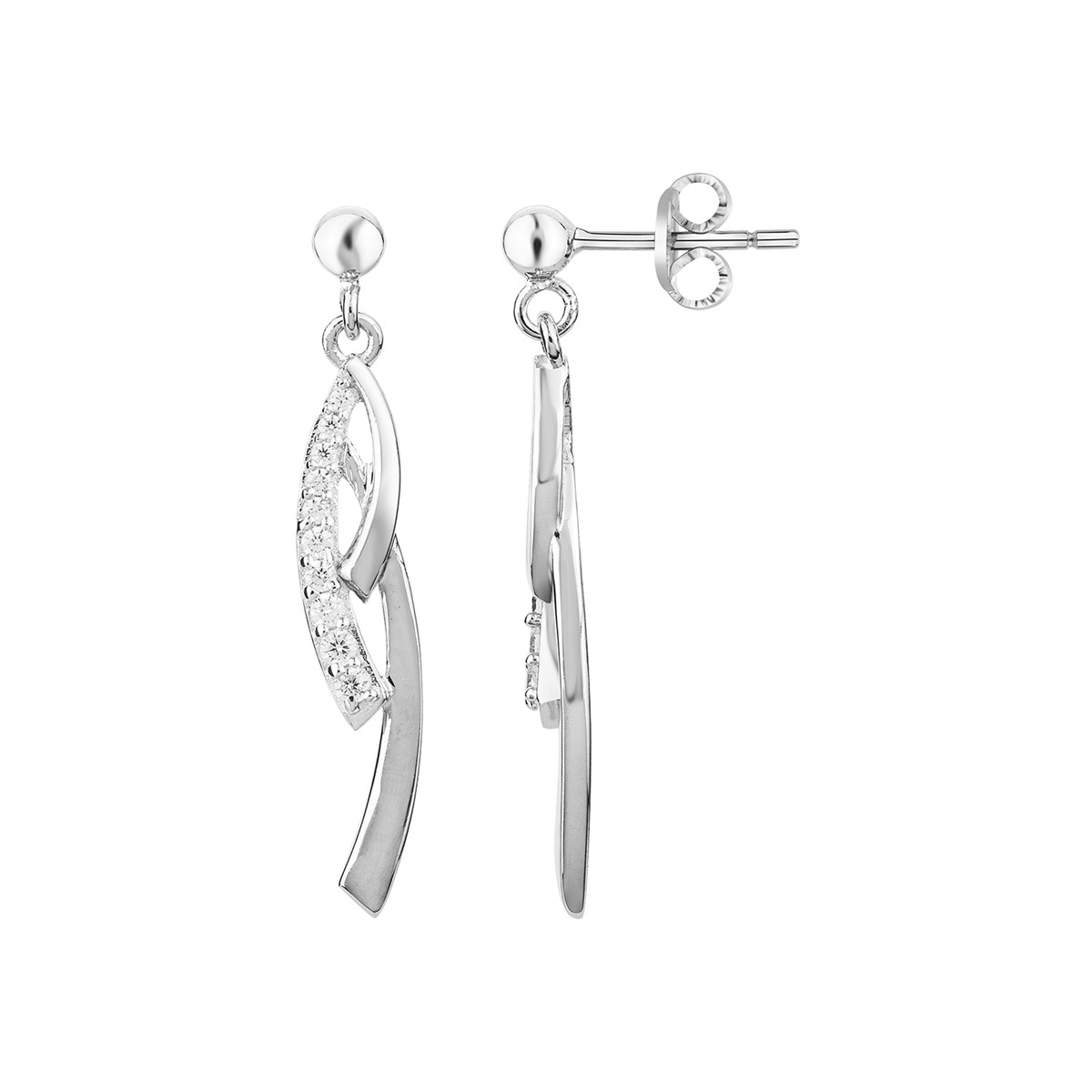 Boucles d'oreilles pendantes en Argent avec oxyde de zirconium blanc