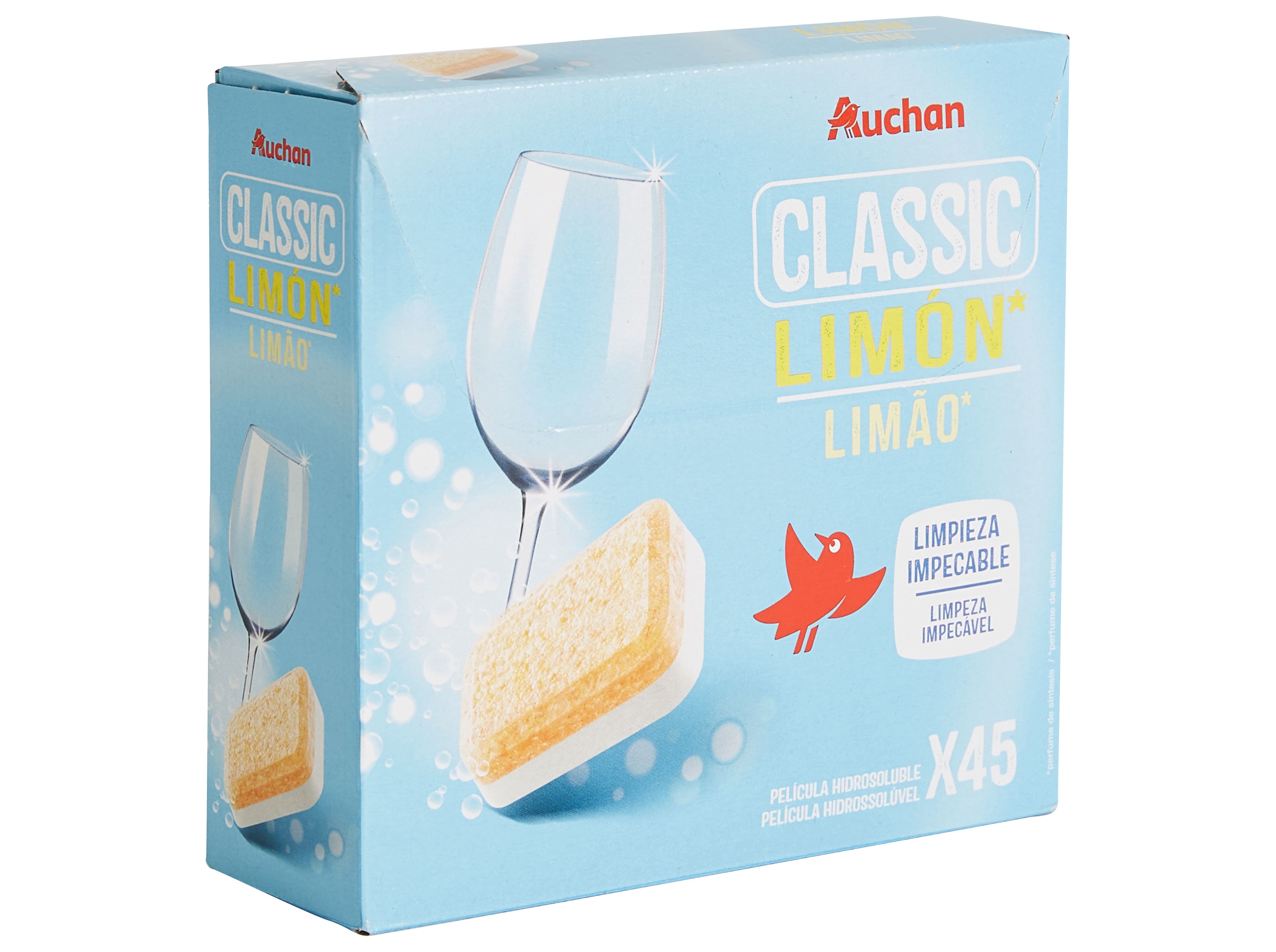 DETERGENTE AUCHAN MÁQUINA LOIÇA PASTILHA CLASSIC LIMÃO 45UN