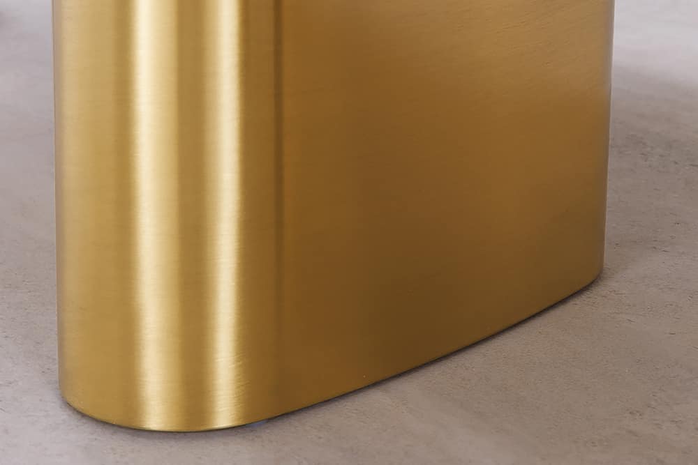 Design Esstisch ORGANIC 200cm grau weiß braun Naturstein Marmor Metall brushed gold