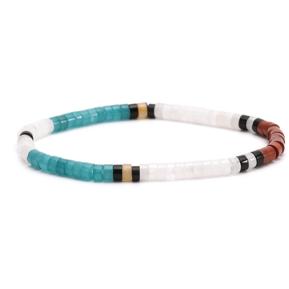 Bracelet Perles Heishi  Jaspe Blanc Rouge Bleu 4mm-Small-16cm