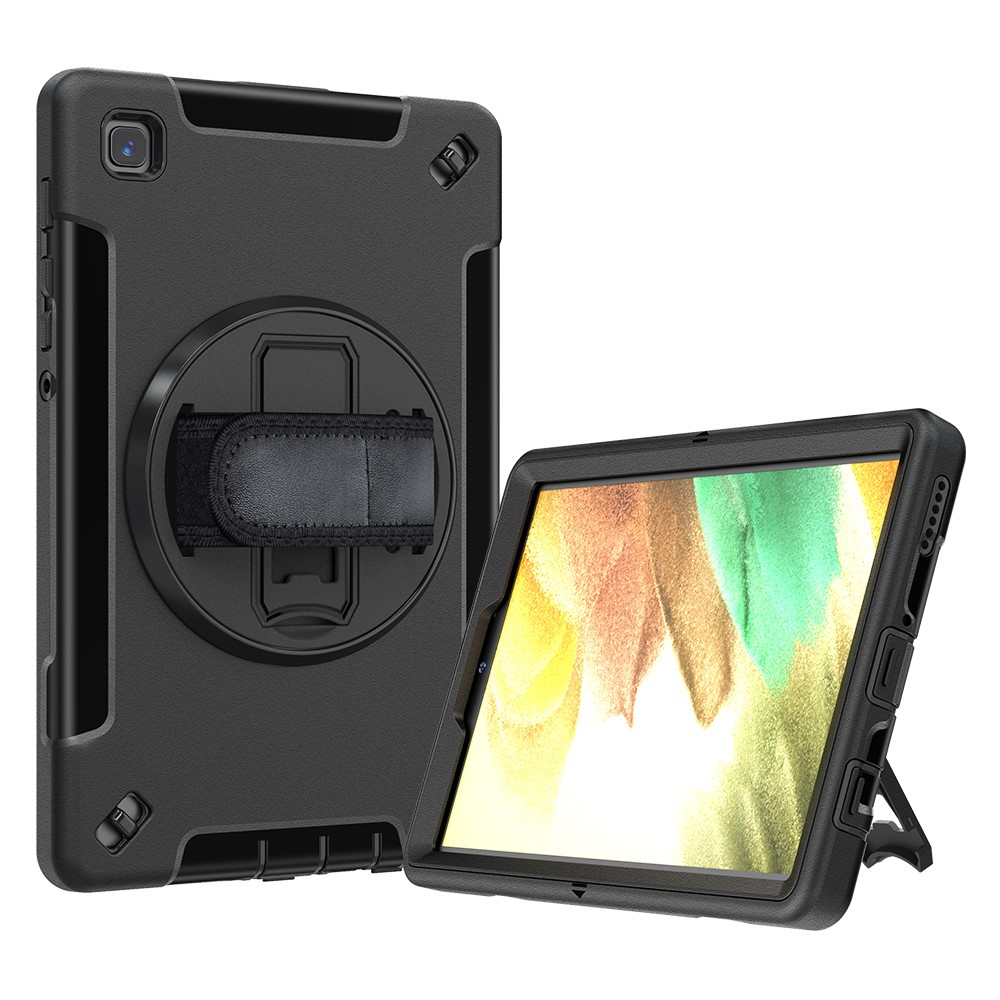 Samsung Galaxy Tab A7 Lite Hybrid Outdoor Case Hülle Handschlaufe   Schultergurt - Schwarz