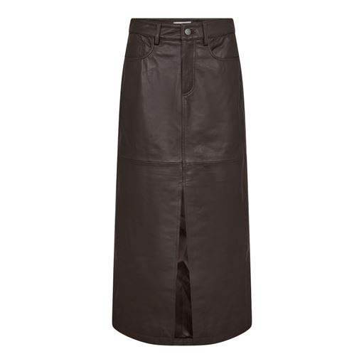 Co'Couture Phoebe Leather Slit Nederdel, Mocca, S