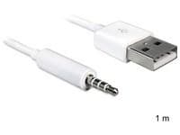 Delock - Lade-/datakabel - USB hann til mini-phone stereo 3.5 mm hann - 1 m - hvit - for Apple iPod shuffle (1G, 2G)