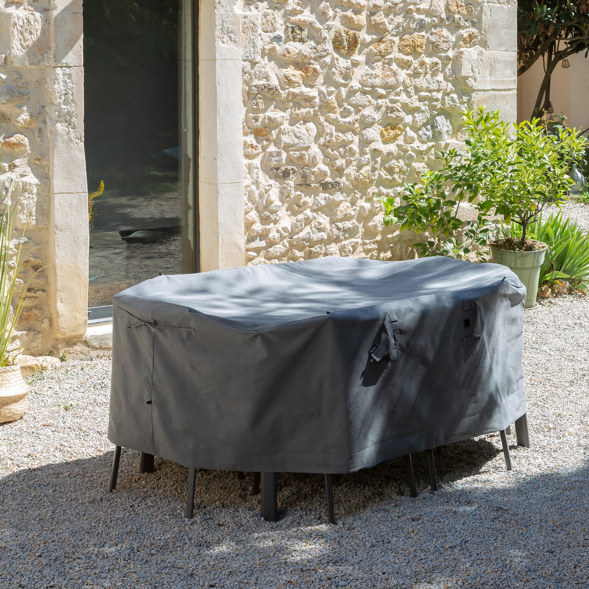 Schutzabdeckung für Tisch Größe S/M Oron PU-Polypropylenfilm Grau Anthracite