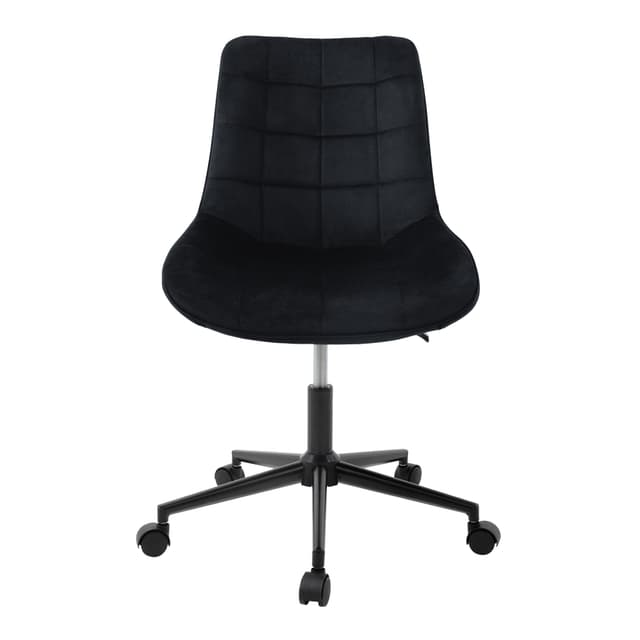 Kontorstol med hjul sort velourbetræk og metalstel ML design