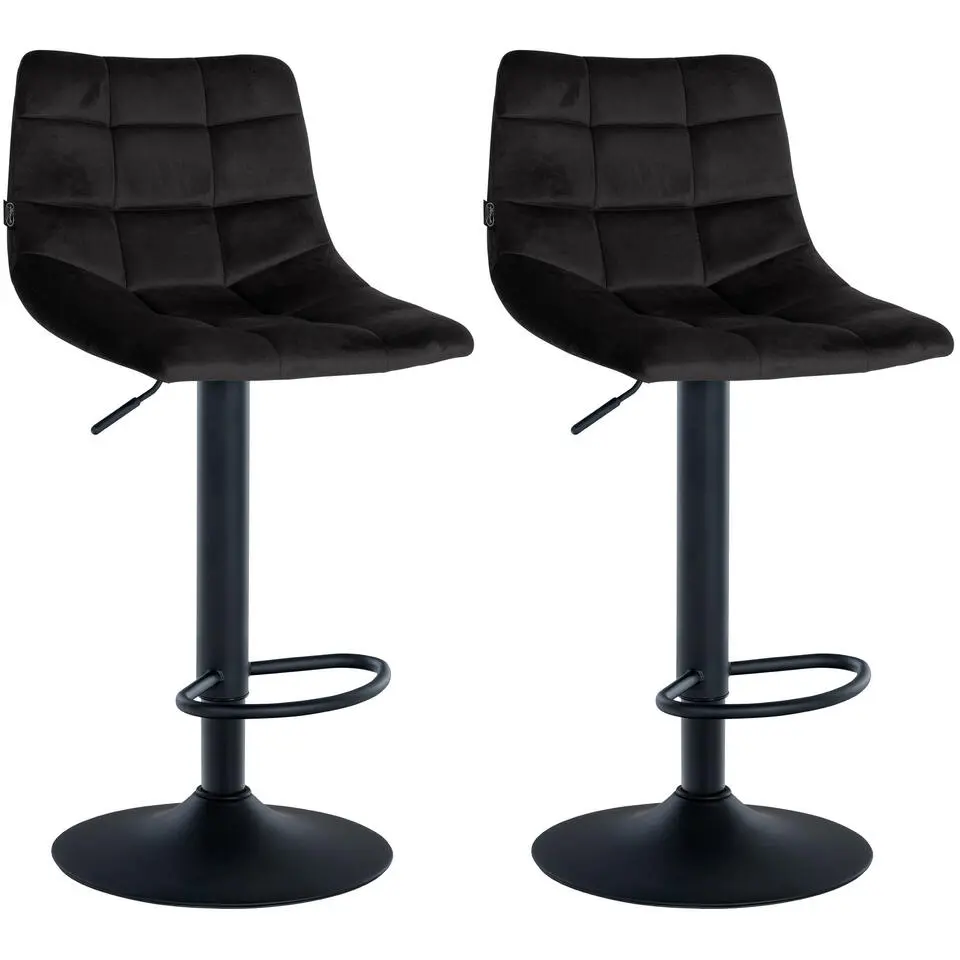 CLP Set van 2 Barkruk Jerry zwart Frame - Fluweel - zwart