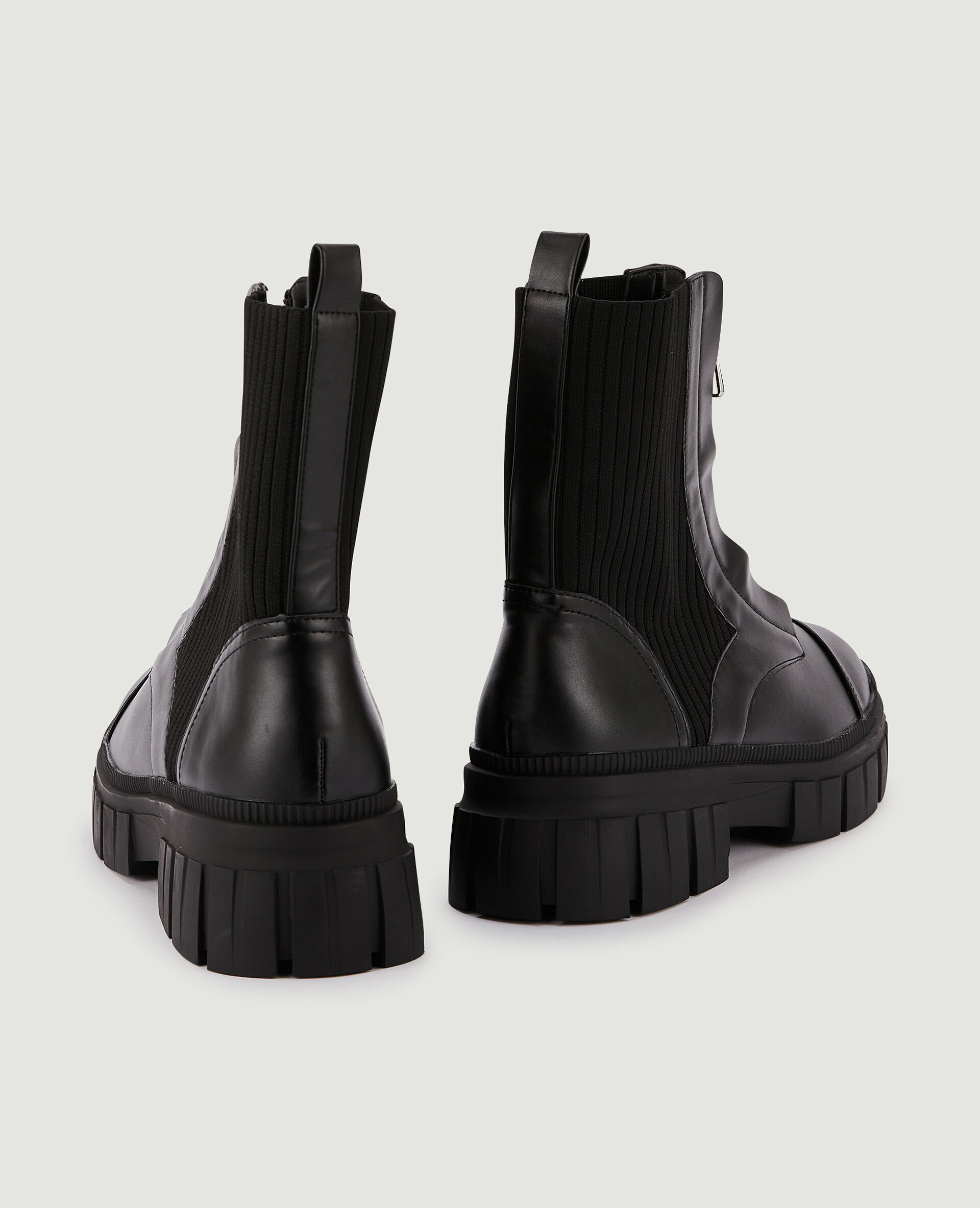 Boots zippées bimatières - Noir