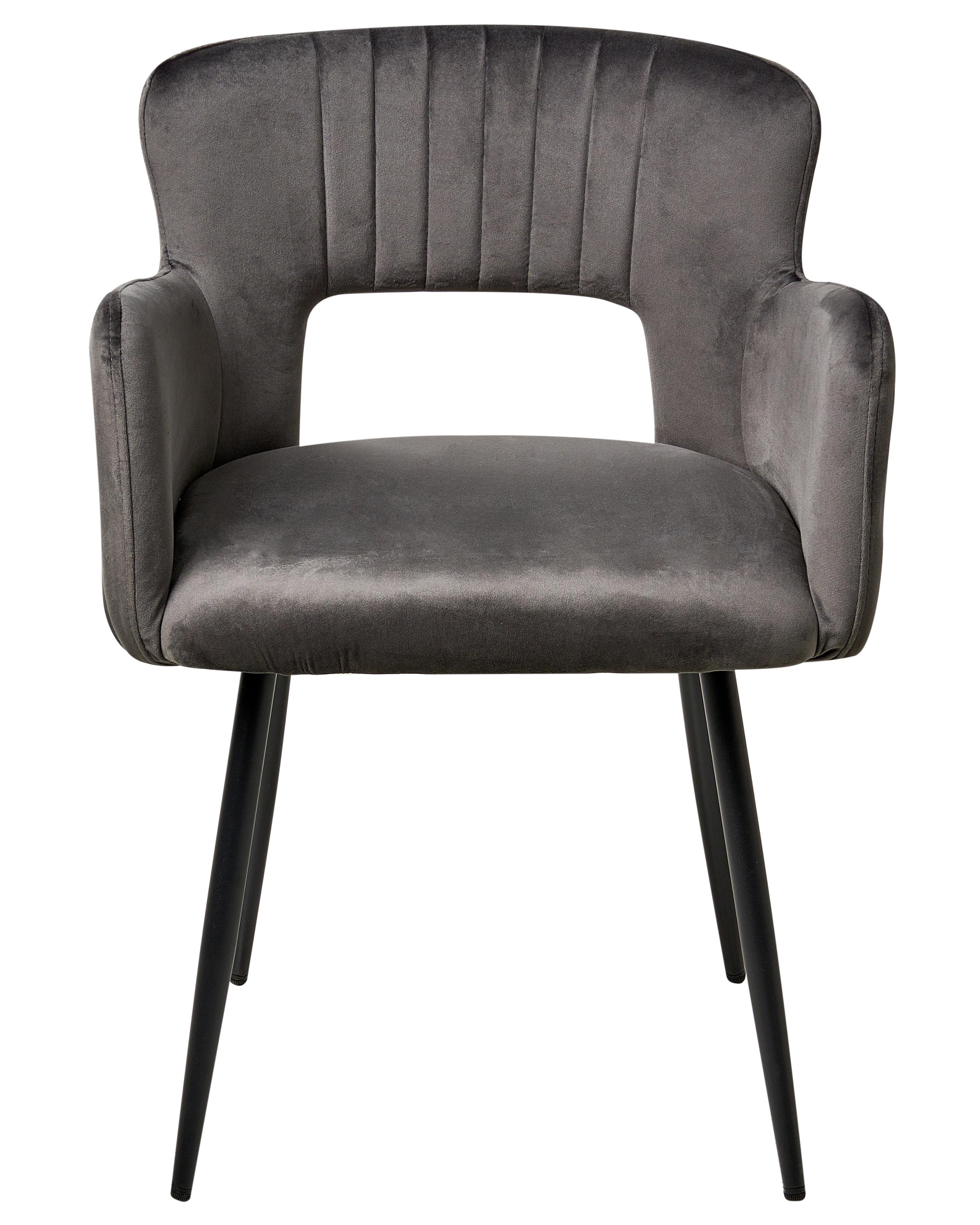 Set van 2 eetkamerstoelen SANILAC Fluweel Donkergrijs