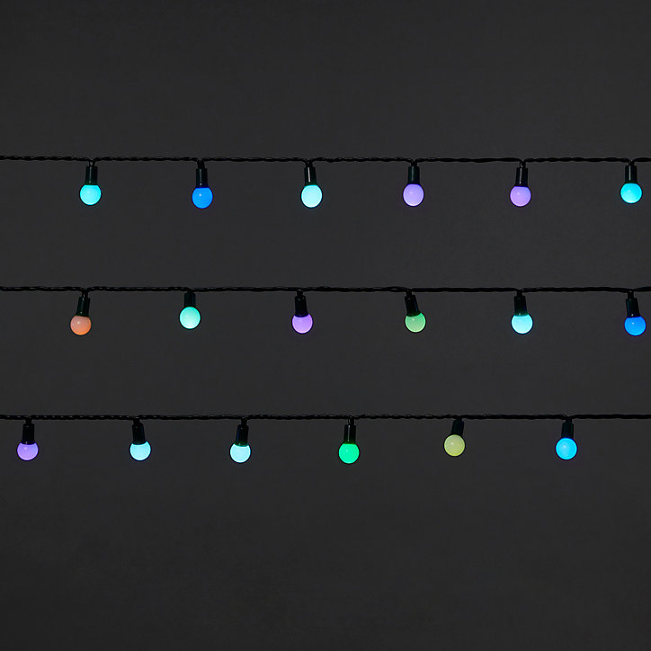 Guirlande lumineuse LED intérieure multicolore câble vert 1 fonction 13 m