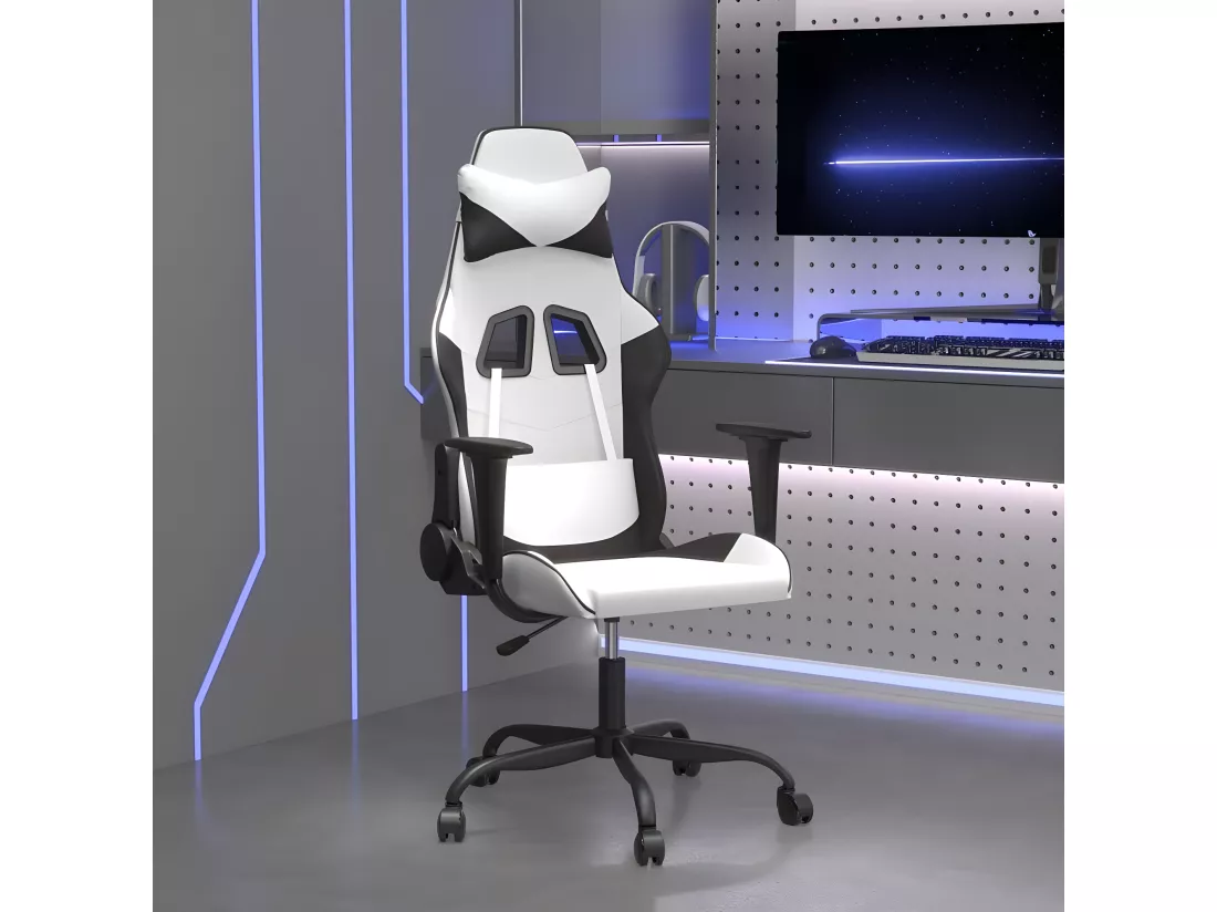 Chaise de jeu Blanc et noir Similicuir