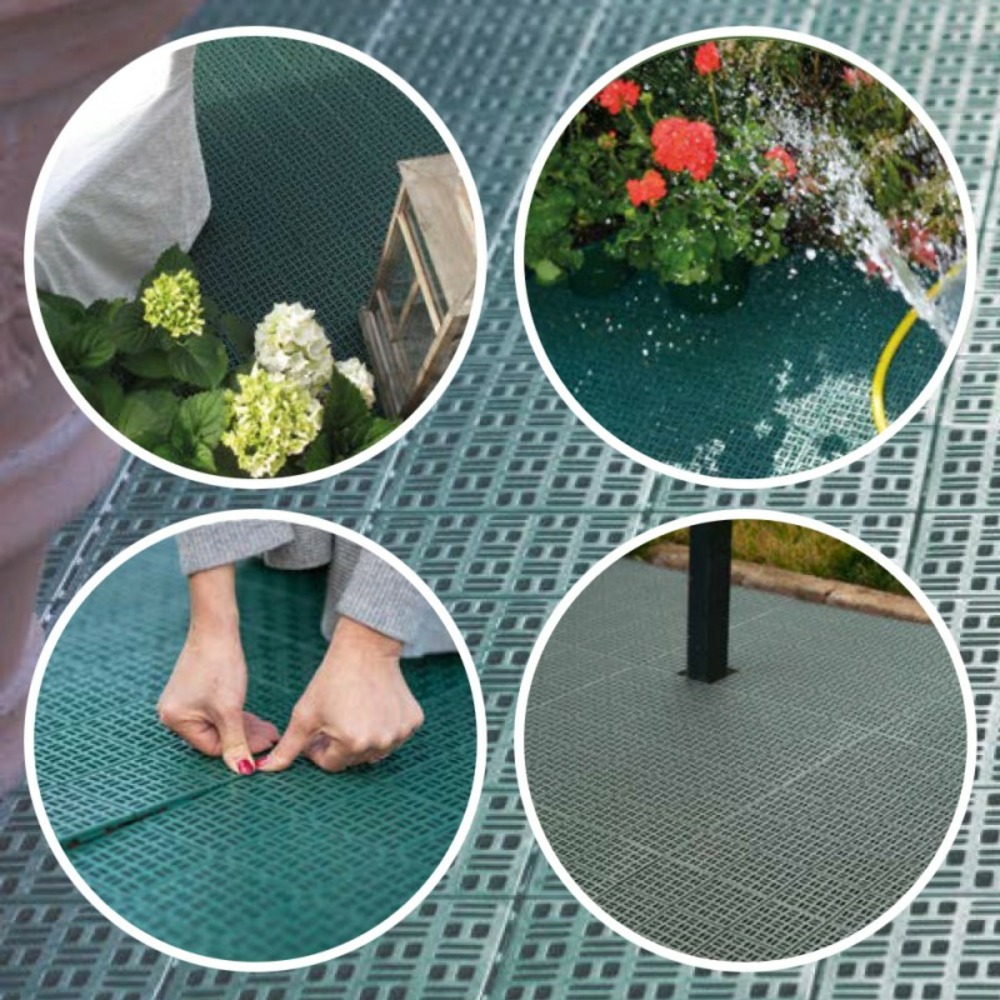 Dalle clipsable jardin/piscine/ spa - vert foncé 56 x 56 cm